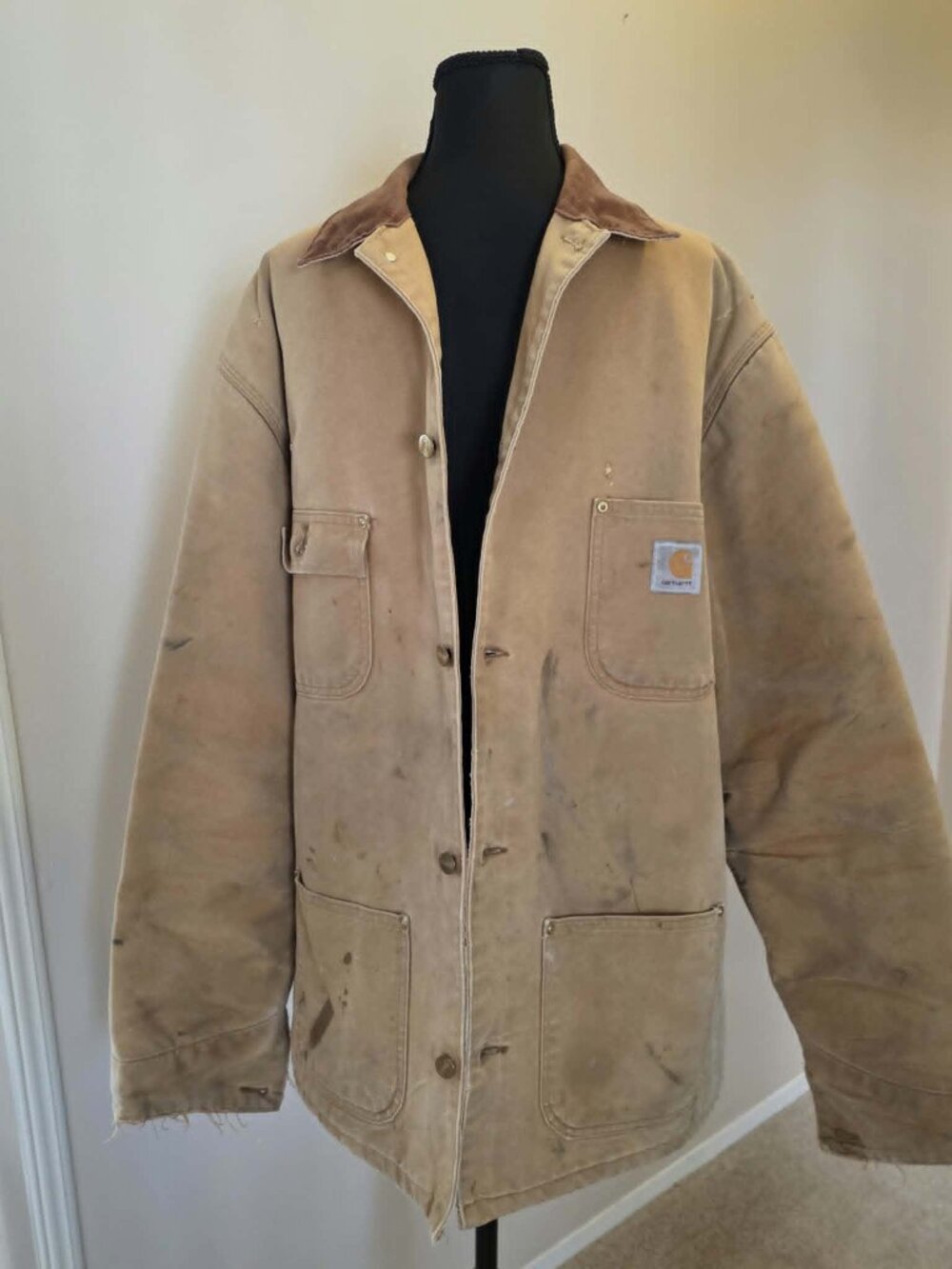 CARHARTT VTG BLANKET LINED CHORE COAT JACKET DUCK CANVAS USA MEN'S SIZE XXL